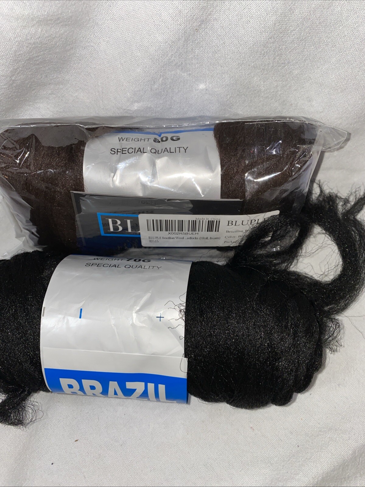 2 Rolls Brazil Brazilian Wool Hair Yarn for Braiding and Weaving 200G Brown/Blk