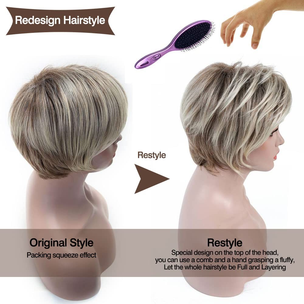 Rosa Star Short Wig Ombre Brown Mixed 1 Count (Pack of 1), Blonde