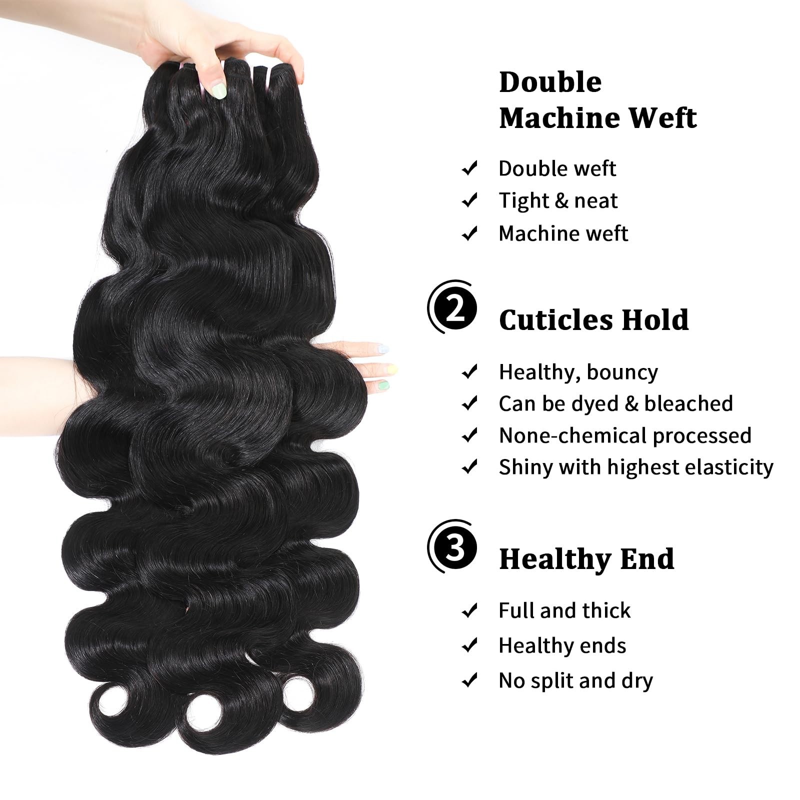 15A Raw Indian Body Wave Hair Bundles – Virgin Remy, No Tangle, Silky Soft (3×20