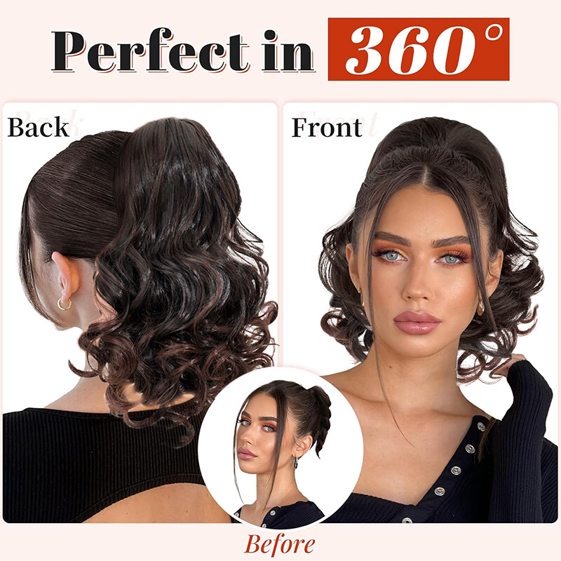 THICK Claw On Clip Ponytail Real As Human Pony Tail Hair Extension Wavy Natural