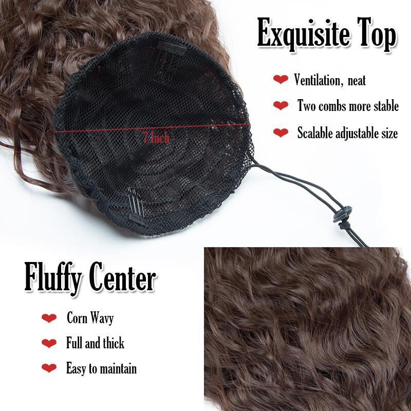 22″ Drawstring Natural Yaki Ponytail Kinky Real THICK As Human Hair Extensions