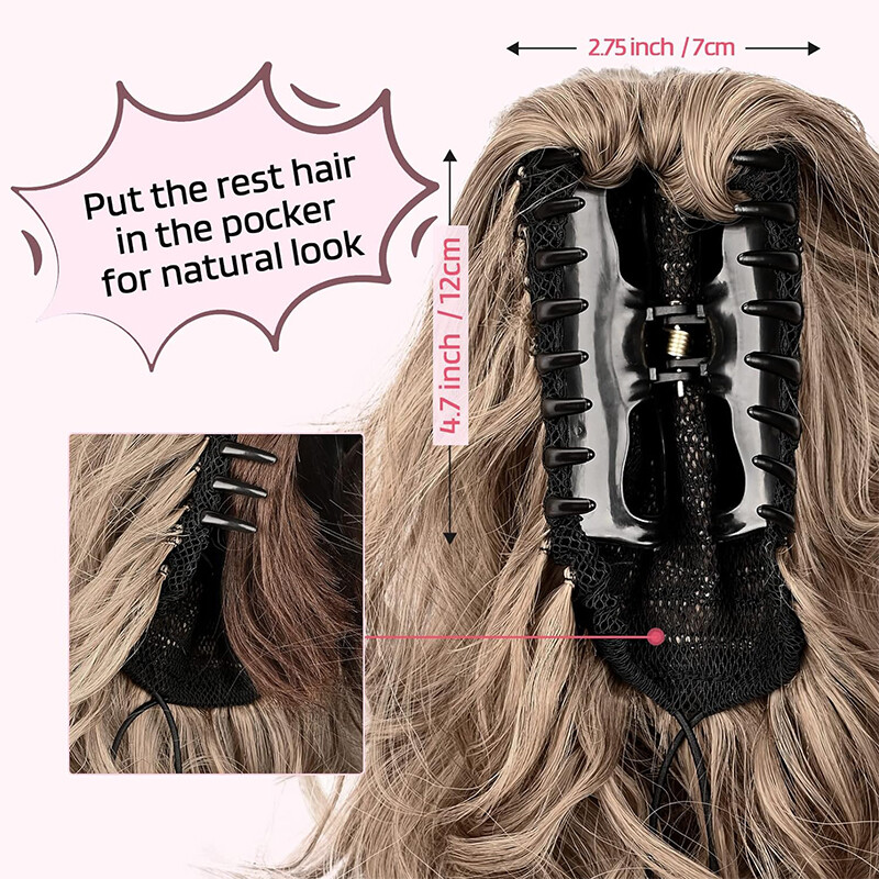Bendable Claw Clip Ponytail Messy Bun Hair Piece Short Updo Extensions Natural