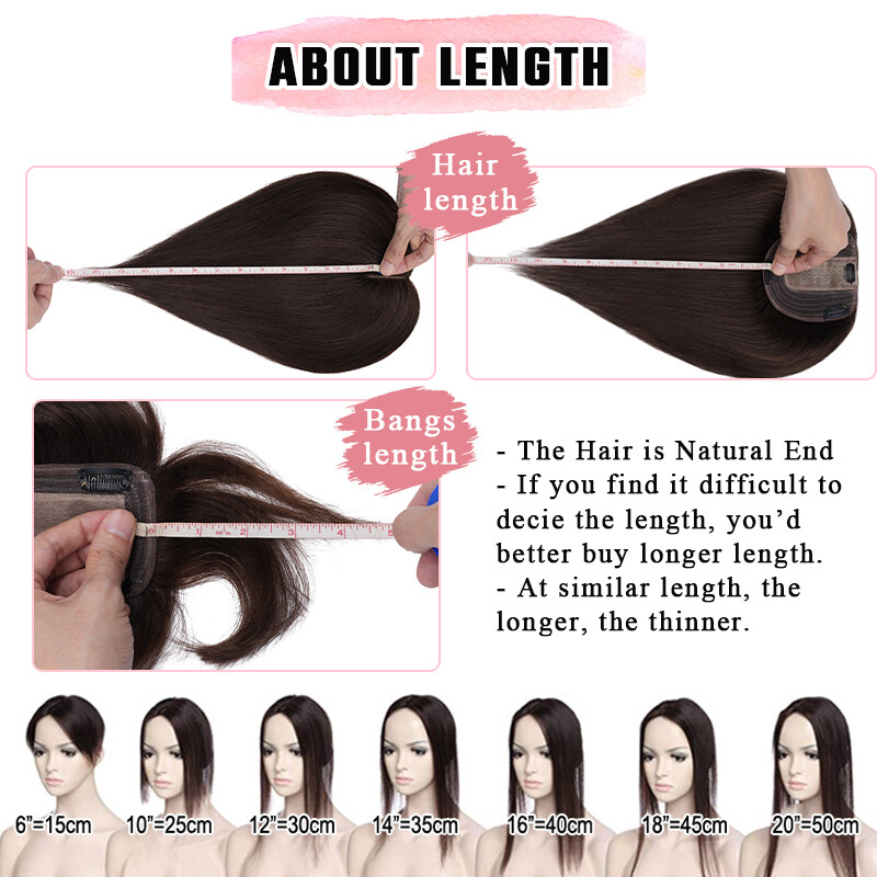 Topper 100% Human Hair Top Toupee Piece Clip in Hairpiece Indian Wig Women 6-20″