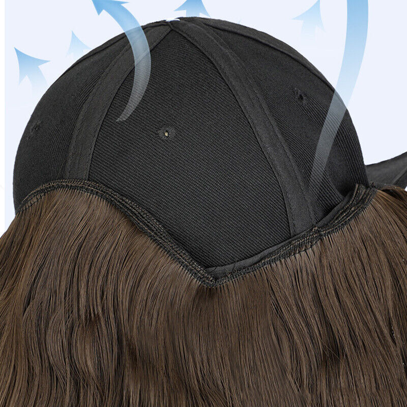 Women Baseball Cap Wig Hairpiece with Short Curly Hair Adjustable Casual Hat