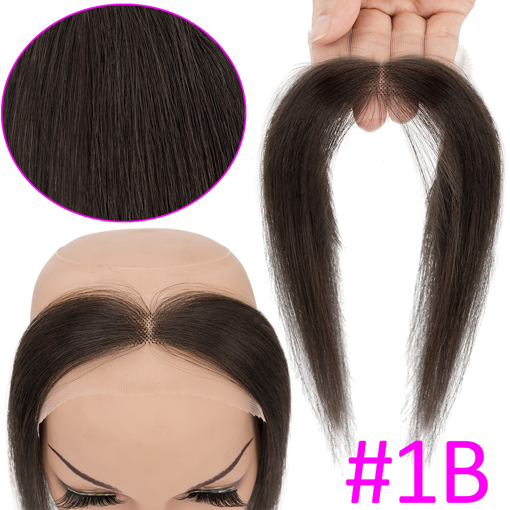Frontal Hairpiece for Women Human Hair Extensions Thin PU Skin Lace Base Toupee