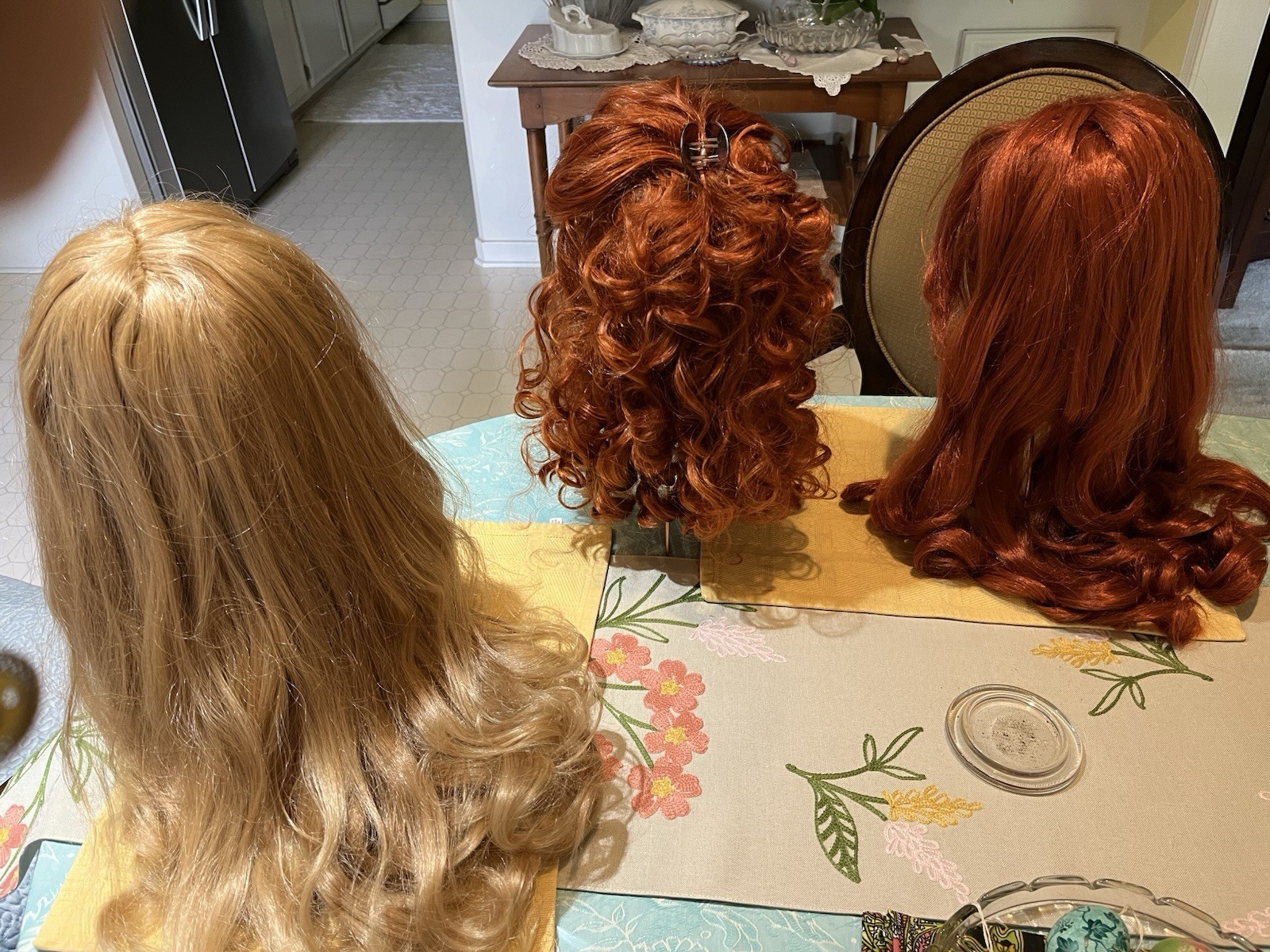 Bundle 3 Vintage Long Red/Long Blond Big Hair Wigs: Washed,Curled,Ready To Wear
