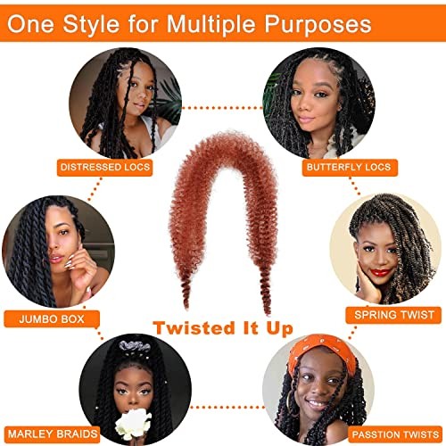 Ginger Afro Twist Hair 16 Inch 3 Packs Springy Afro 16 Inch (Pack of 3) 350#