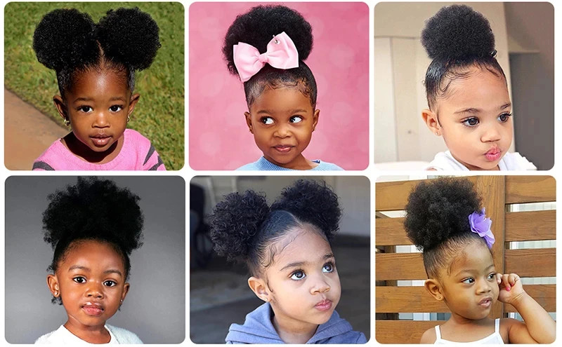 Black Women Synthetic Large Puff Kinky Curly Drawstring Ponytail Hair Extensions