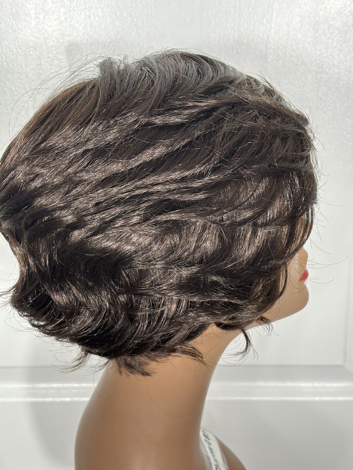 Diana Bohemian Asymmetrical Wig size Average Dark Brown Left Part CLEAN GUC J-5