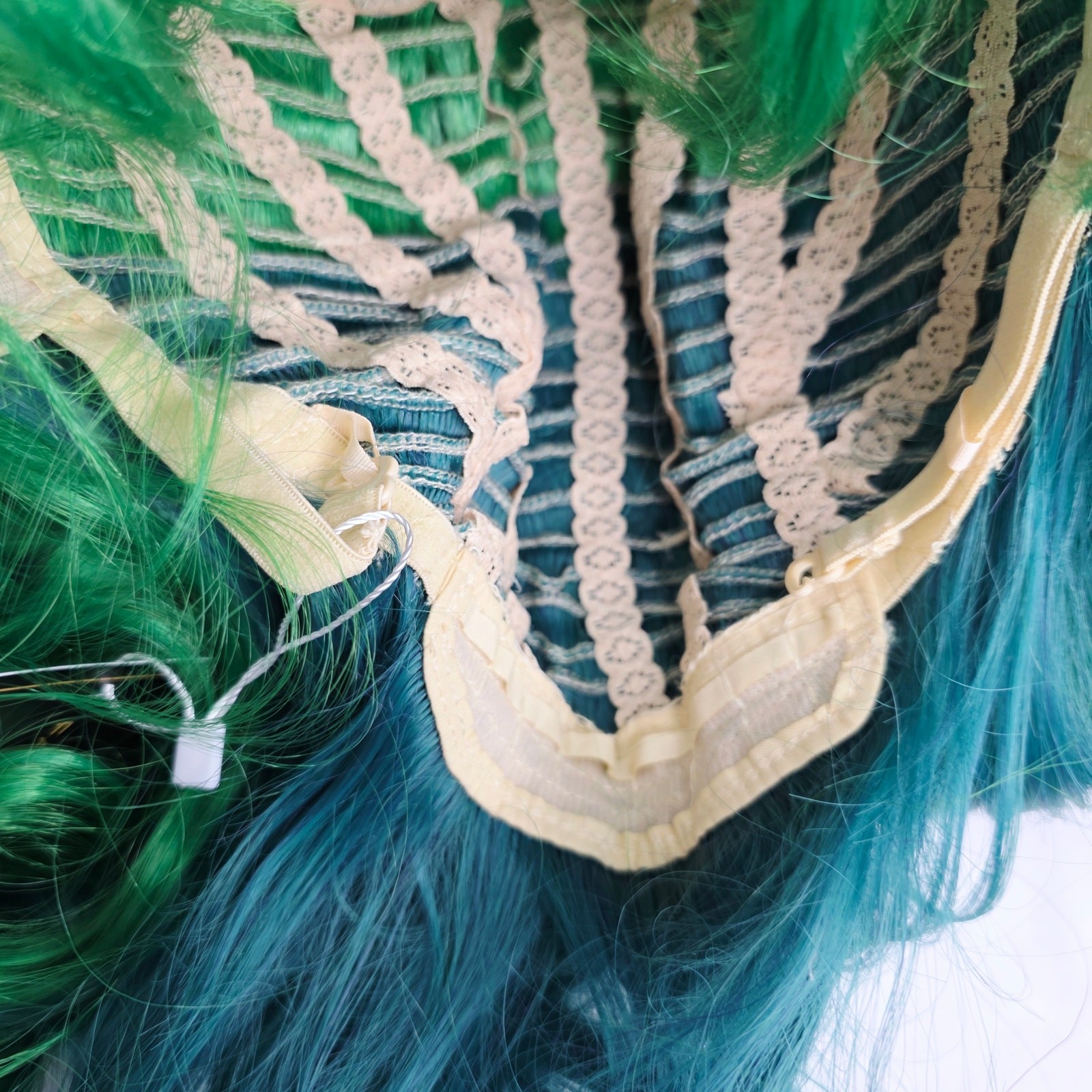 Green Ombre Long Curly Wig Heat Resistant Cosplay Halloween Costume Hair