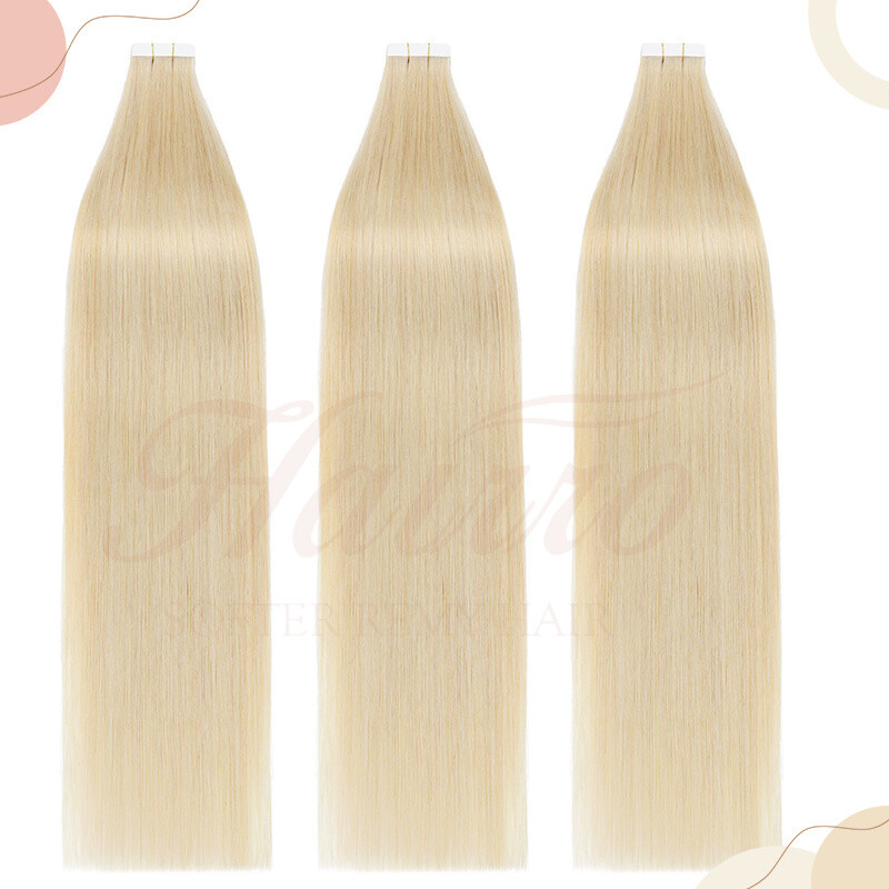 Tape In 12″-24″ Remy 100% Real Russian Human Hair Extensions Invisible Skin Weft