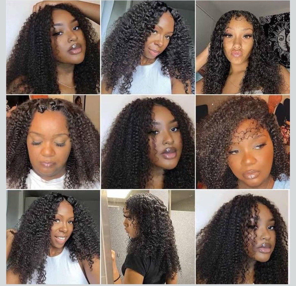 Domiso V Part Wig Human Hair Kinky Curly 16 Inch 180% Density Glueless U Part