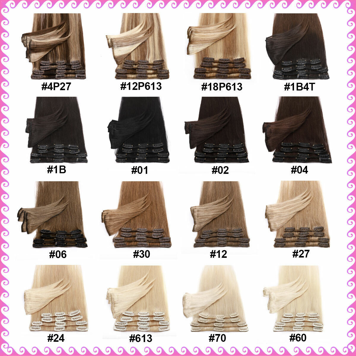 CLEARANCE Clip In 100% Real Human Remy Hair Extensions Full Head Weft Highlight