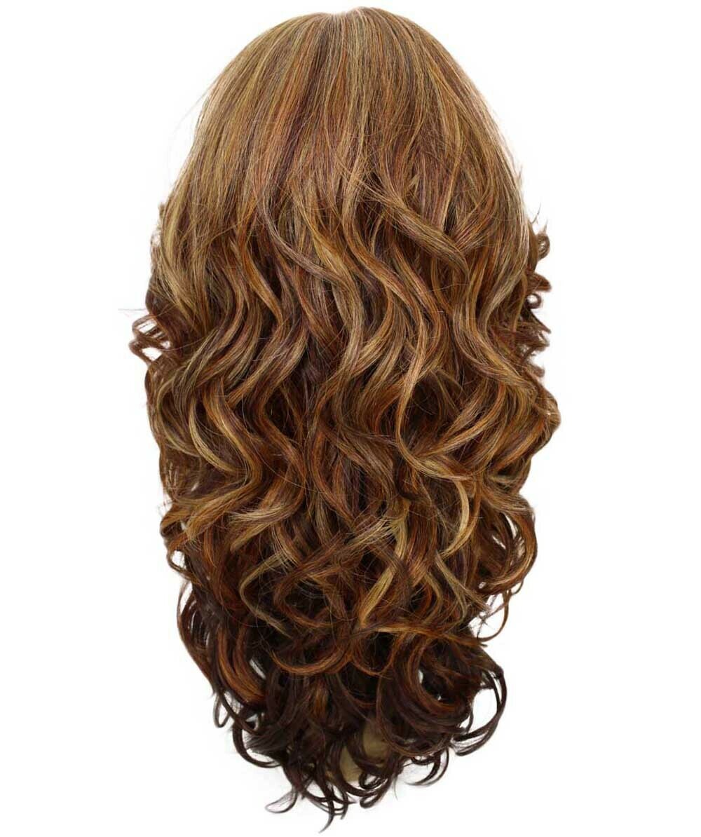 Yenne Wavy 23″ Long 4X4 Hand-Tied Lace Front Wig BLT-0107, Auburn Brown Blend