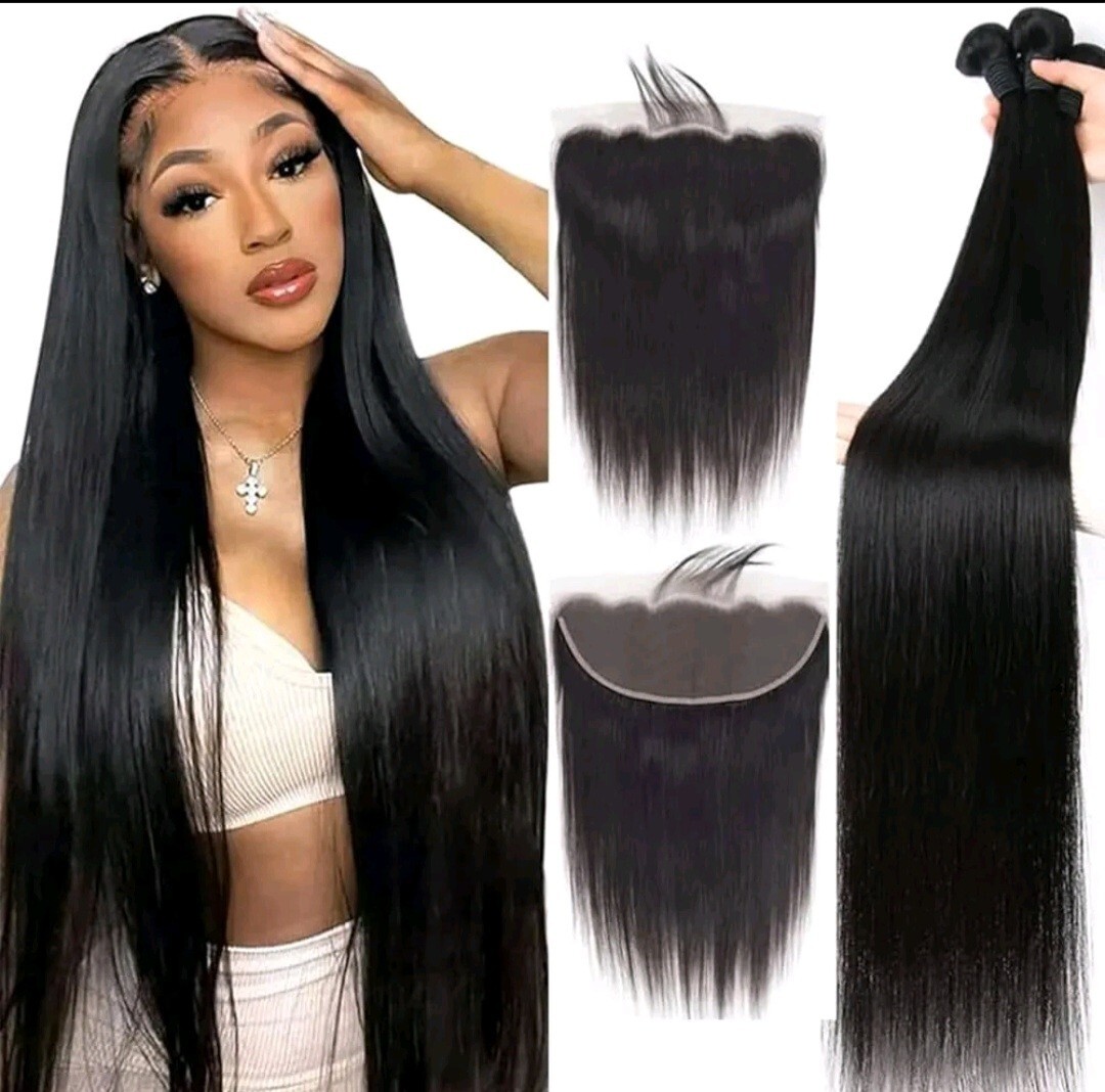 12A BRAZILIAN RAW VIRGIN HUMAN HAIR STRAIGHT BUNDLES 30+30+30&26INCH HD FRONTAL