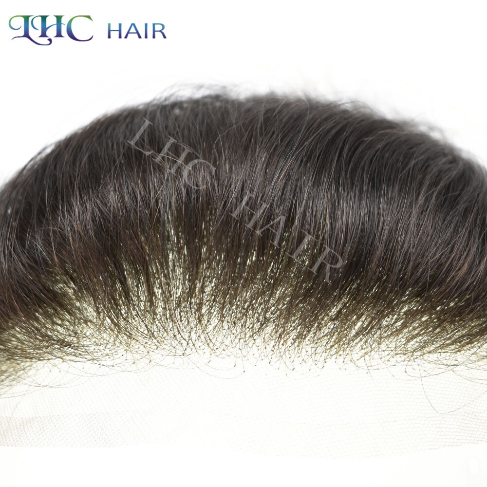 Mens Frontal Swiss Lace Hairpiece for Receding Hairline Natural Human Hair 4×18