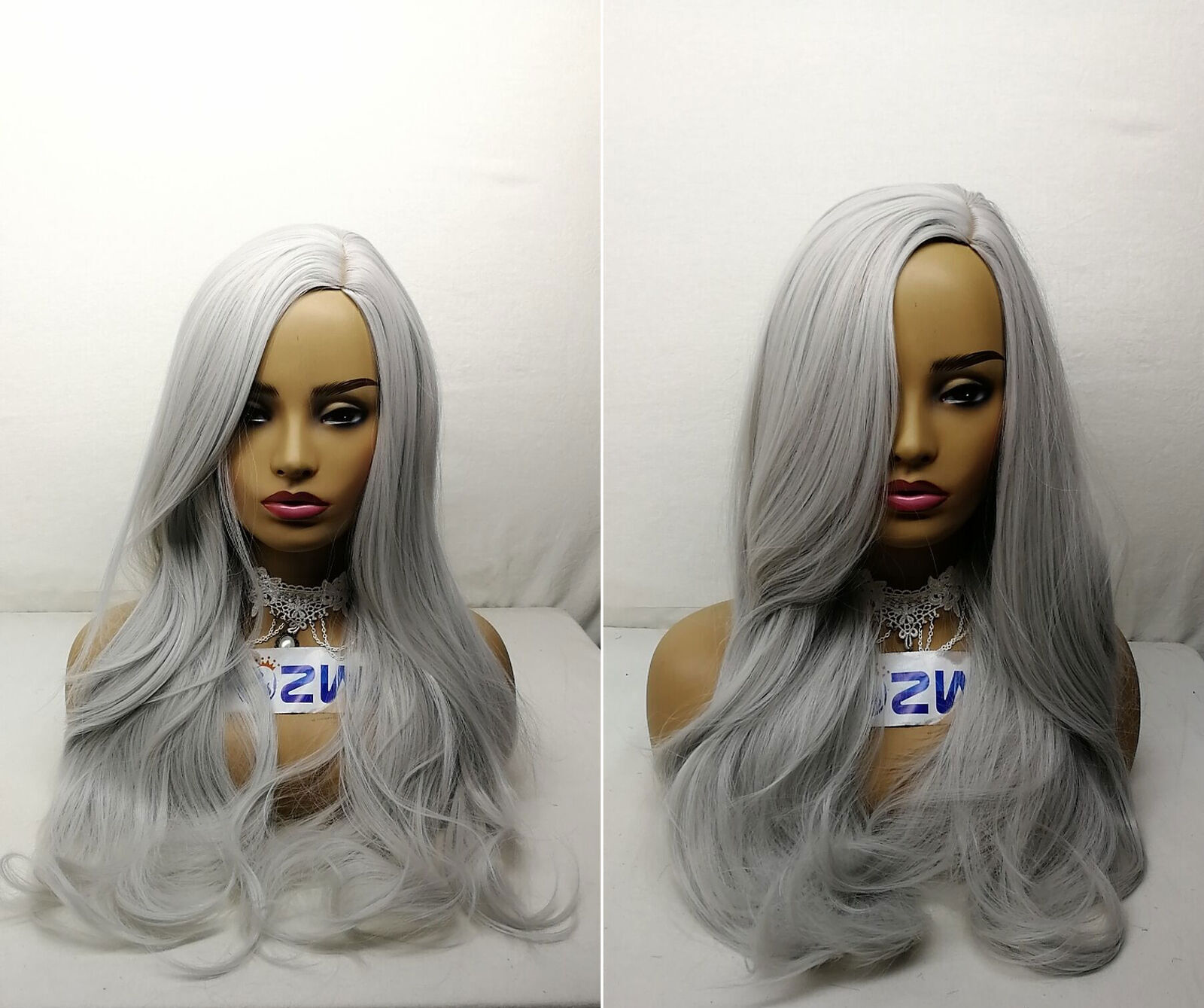 Silver Grey Wig Long Natural Wave Hair Anime Cosplay HalloweenFull Wigs New US