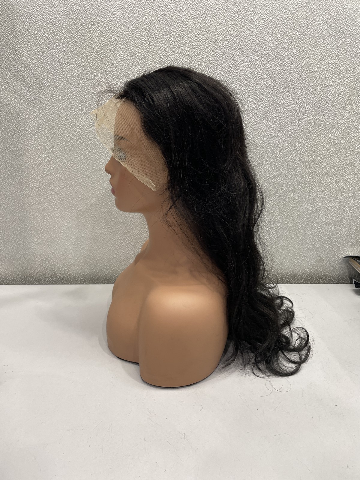 Natural Black Human Hair Blend Lace Front Glueless Wig, 24″