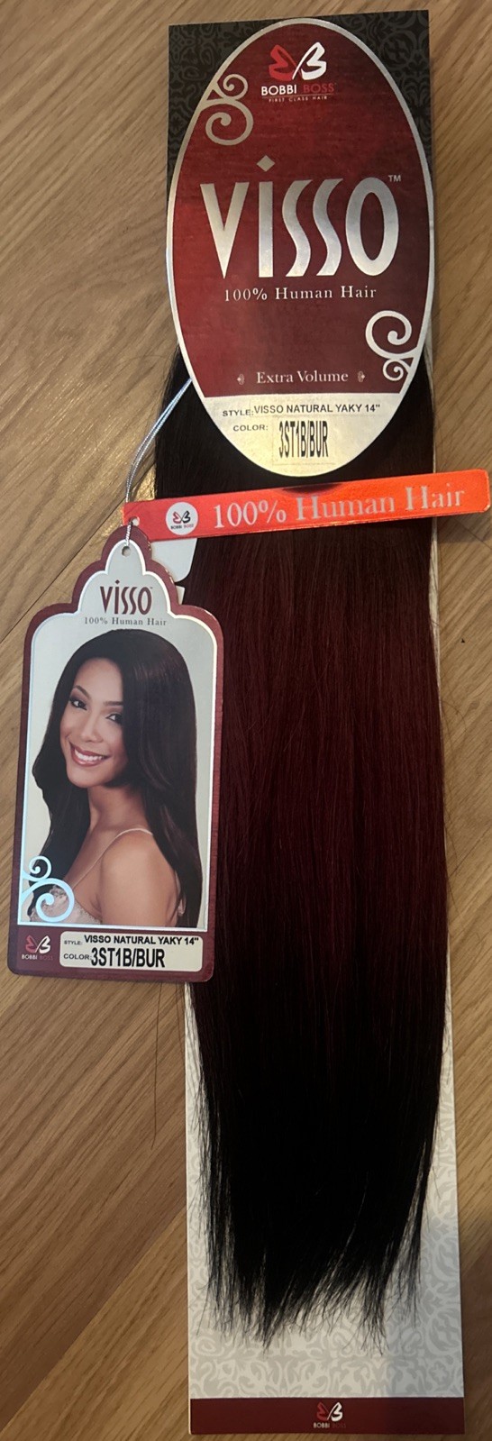 100% Human Hair Extensions. 14” Inch. Color #3ST1B/BUR. 1pack For $35