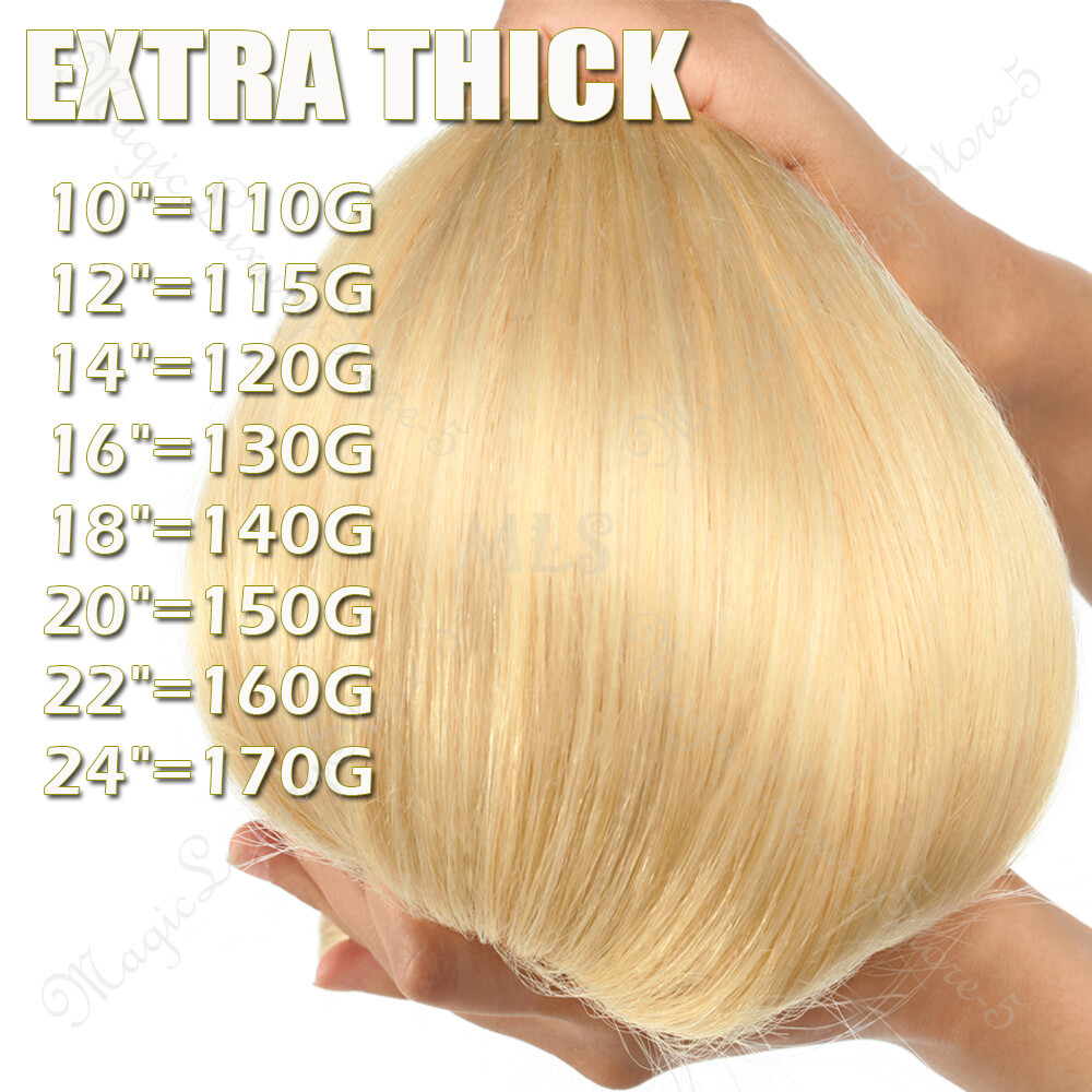 REMY Russian Double Weft Clip In Human Hair Extensions Full Head THICK 170G USPS