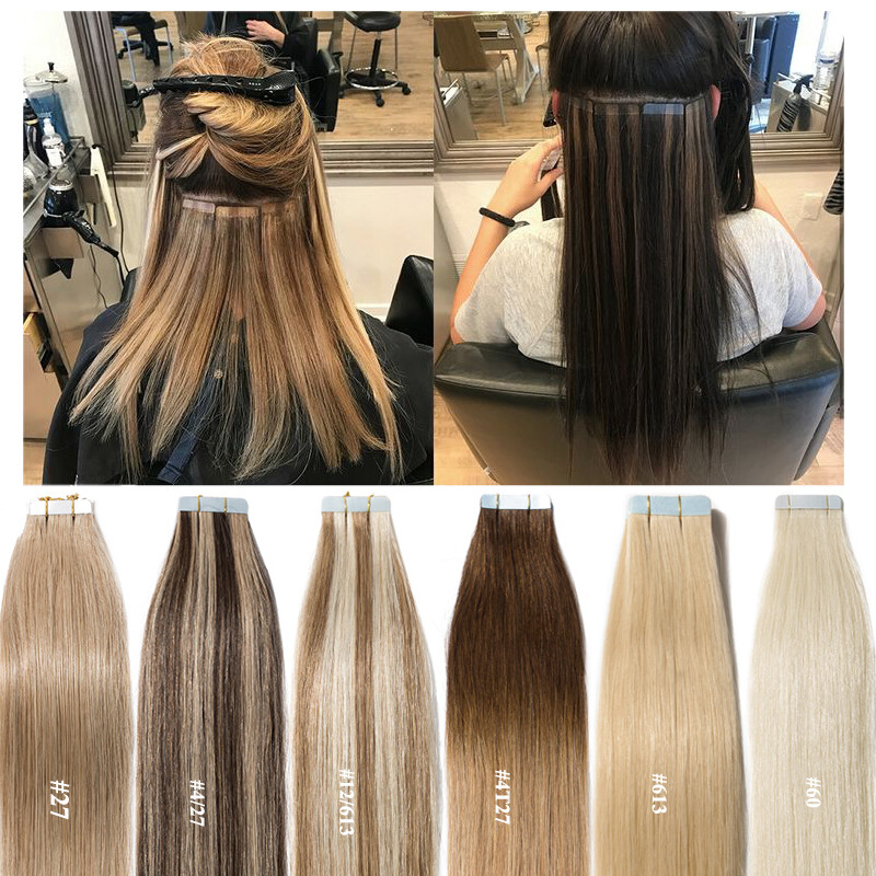 Invisible Tape In 100% Real Remy Human Hair Extension Skin Weft THICK 16″-24″ US