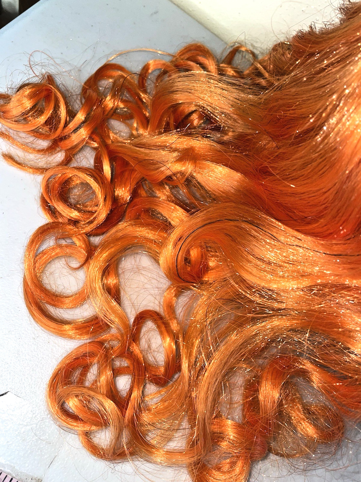 NEW Orange Cosplay Costume Long Full Hair Wavy Curly Wig Women Girls Adult 22″
