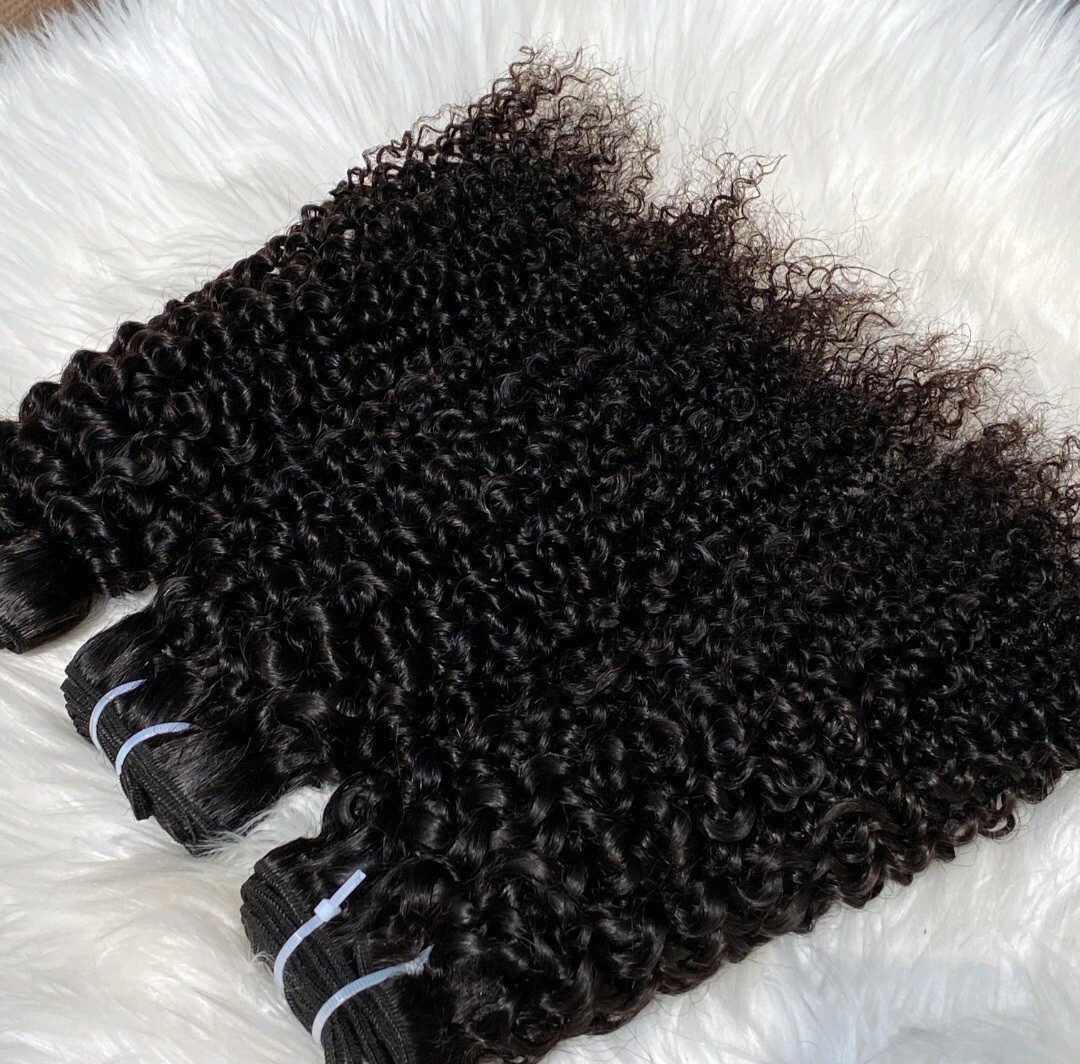 13A+ 3BUNDLE BURMESE RAW VIRGIN HUMAN HAIR KINKY CURL 18+18+18 DOUBLE DRAWN 300g