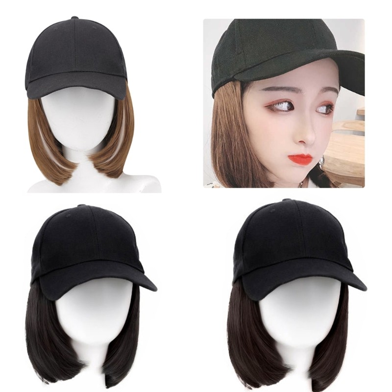 Cancers Patients Baseball Hat with Long Hair Wigs Synthetic Hat for Women Casual