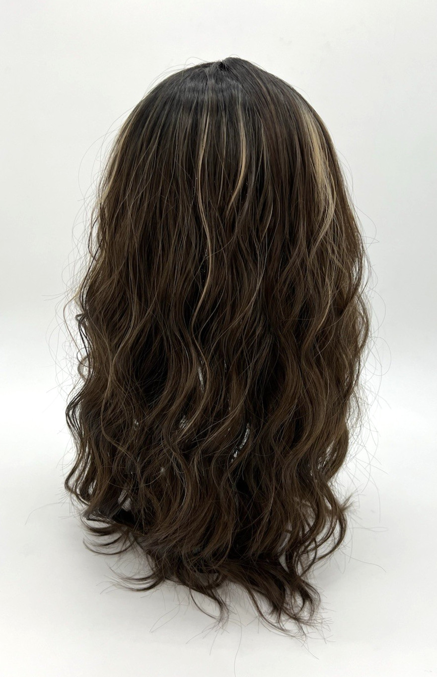 Dark Brown Mixed Blonde Long Wavy 18in Women Premium Hair Wig