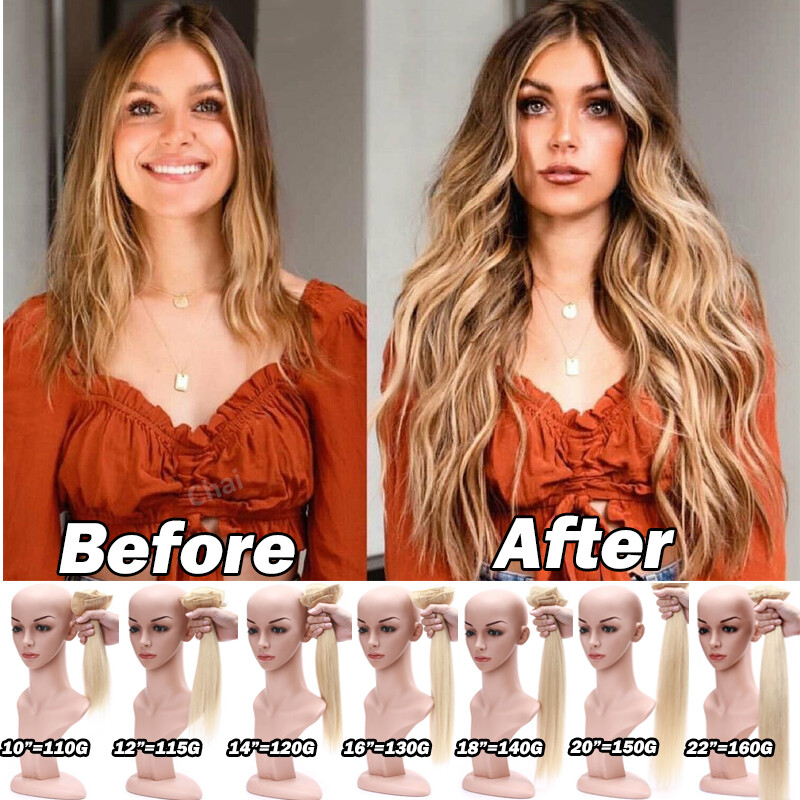 Extra Thick Double Weft Remy Clip In 100% Human Hair Extensions Full Head AAAAAA