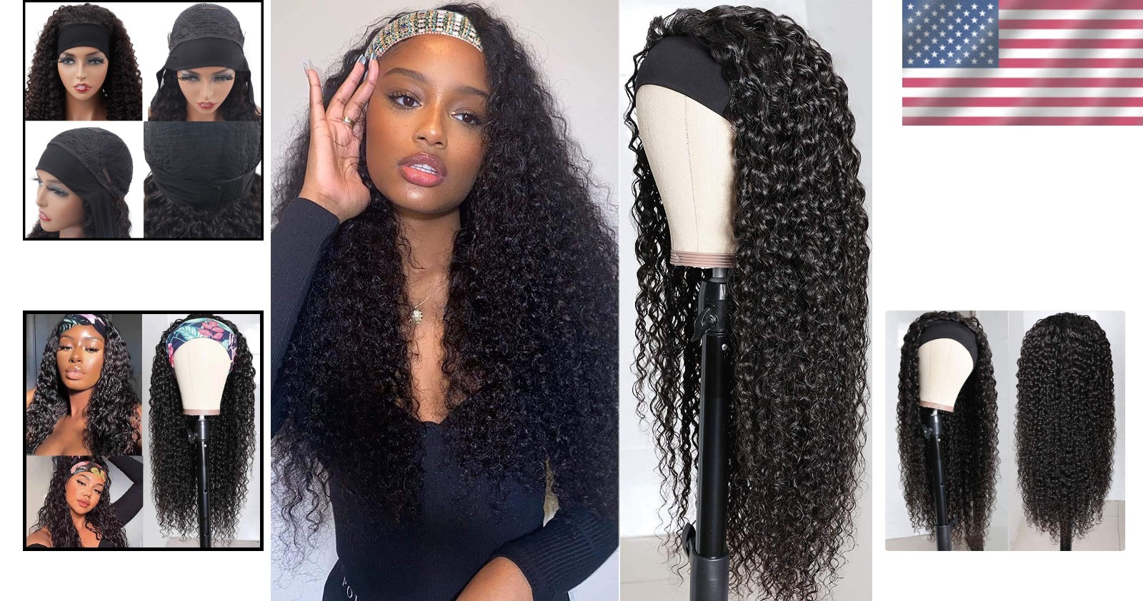 Brazilian Deep Wave Headband Wig for Black Women