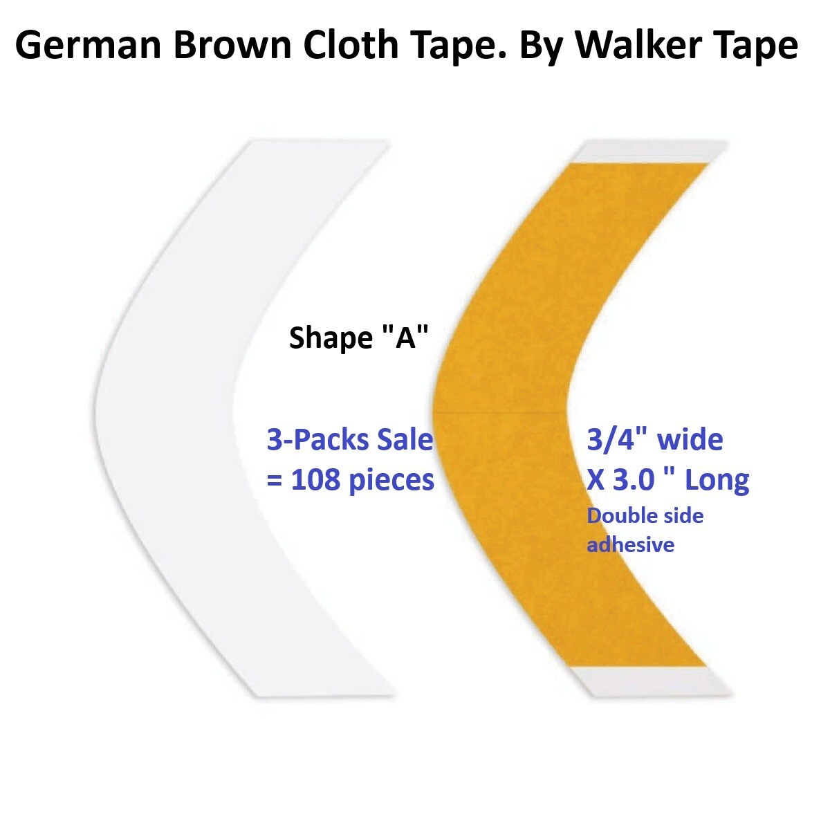 German Brown Cloth Tape Shape A 3 packs 108 pieces by Walker Tape Co.
