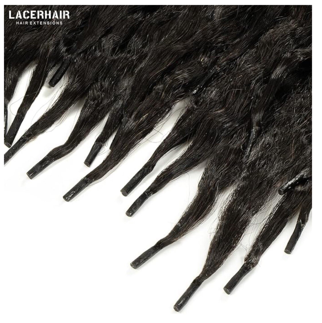 Lacer Kinky Straight Human Hair #1B Black 20 Inch 1g/Strand 100g