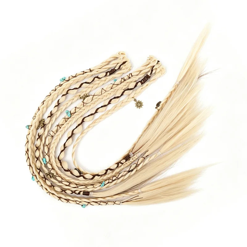 Bohemian Hand Woven Synthetic Long Hair Clip Braid Wig with Decorative Easy Wear