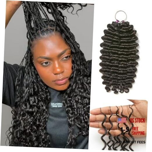 LUVME Deep Wave Crochet Hair for Black Women, 18 Inch 130g About 100 Strands,