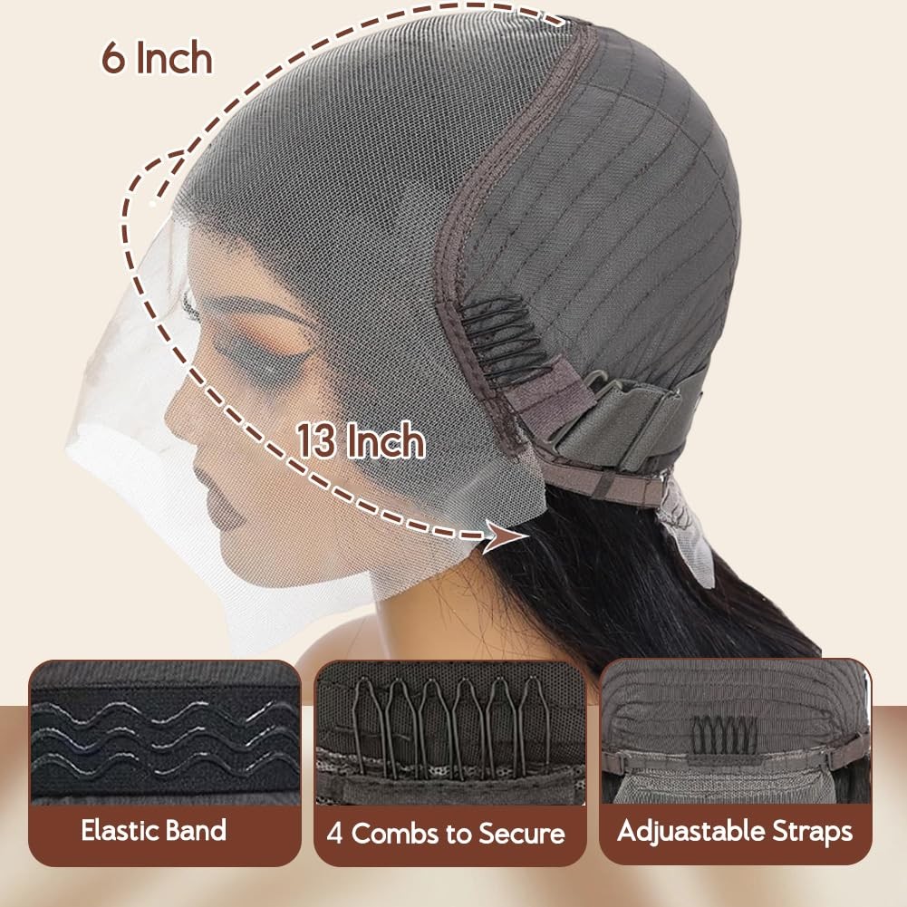 250 Density 30 Inch Lace Front Wigs, 100% Human Hair,[2-Year Life,260g], 13×6…