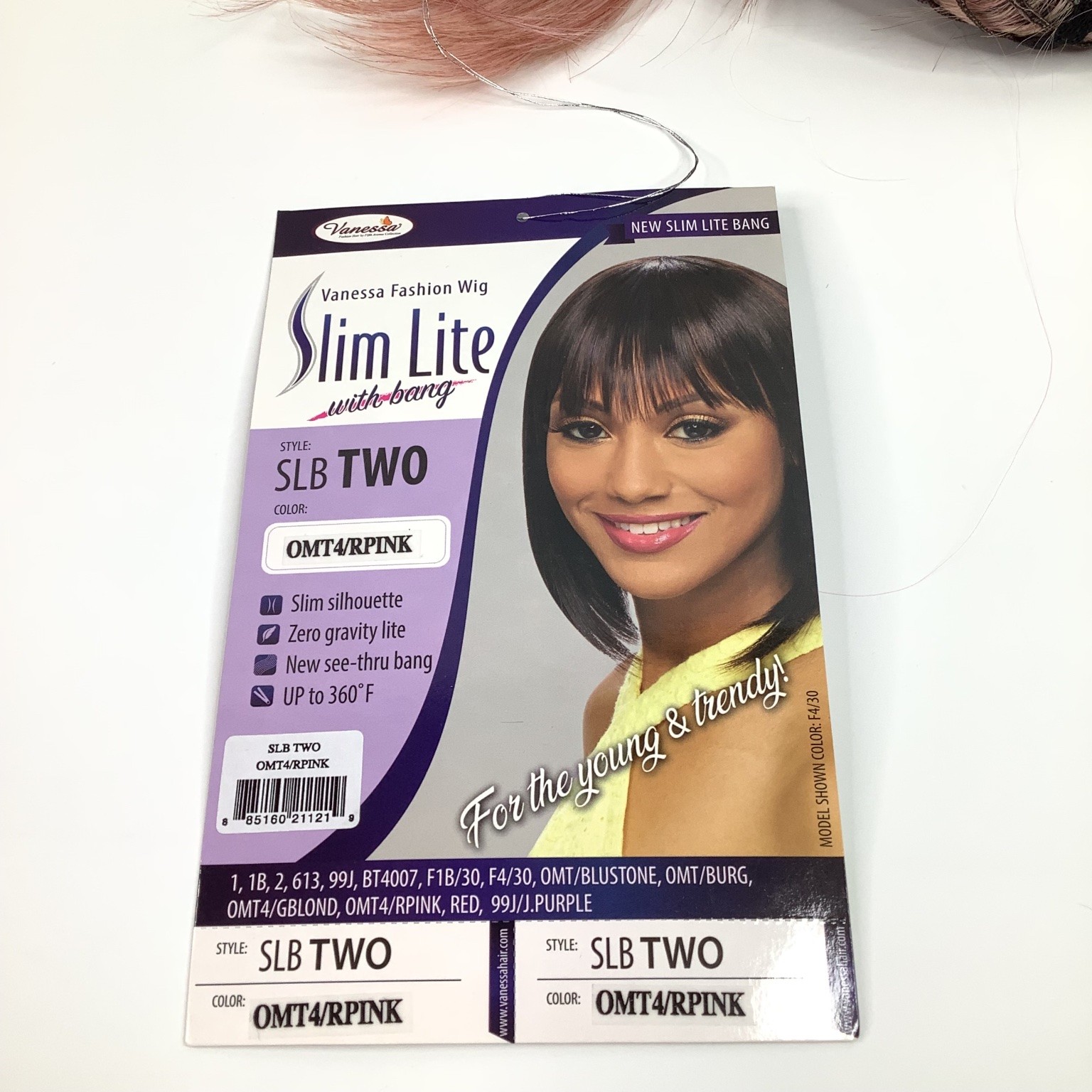 Vanessa Slim Lite with Bang SLB TWO Wig OMT4/RPINK Short Bob Heat Resistant