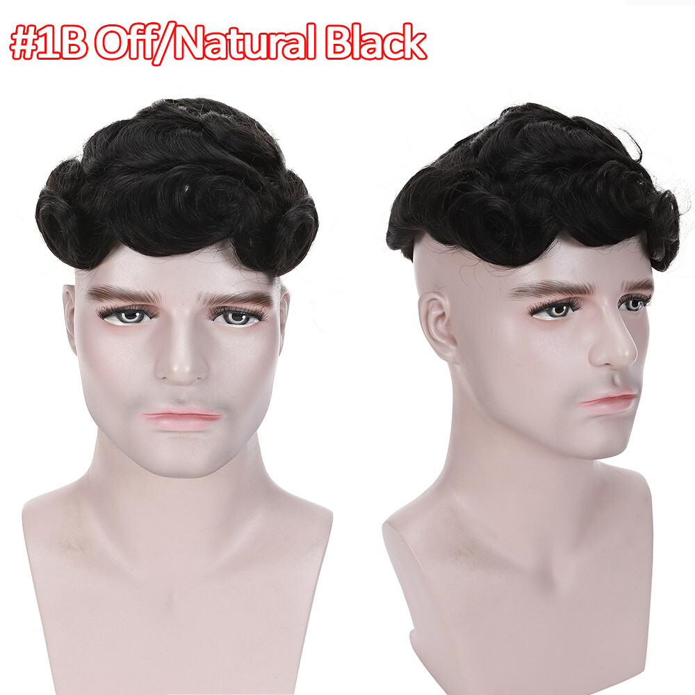 Mens Toupee Human Hair Replacement System Super Thin Skin Full PU Hairpiece Wigs