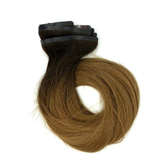 Glam Seamless Invisi-Clip Hair Extensions #2/6 Balayage 7 Wefts 18″ 140g NWOT