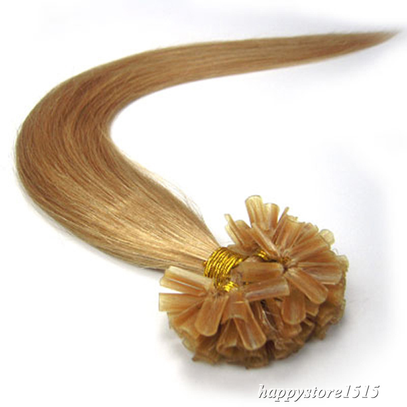 Remy Human Hair Extensions 100S Pre Bonded Nail Keratin U Tip Glue Hair 1g 0.5g