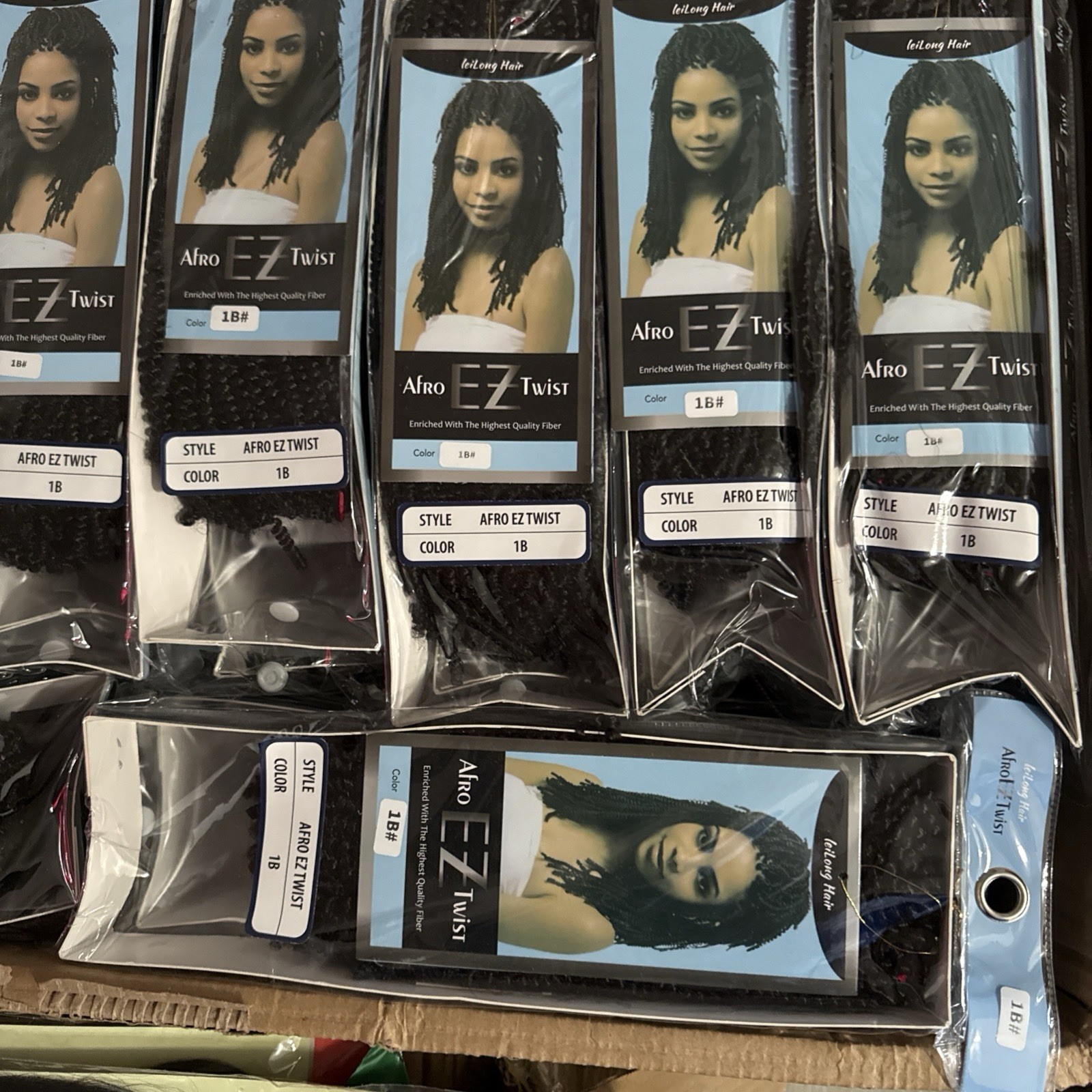 leiLong Hair Afro EZ Twist Curly Synthetic Heat Resistant Hair Extension 1B