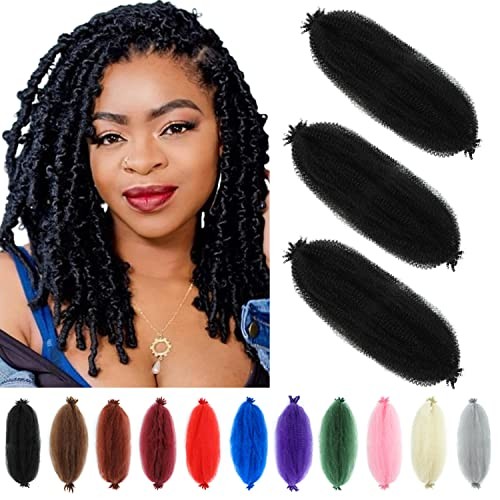 Springy Afro Twist Hair 3 Packs Kinky Twist Hair Black Color Pre 12 Inch 1B