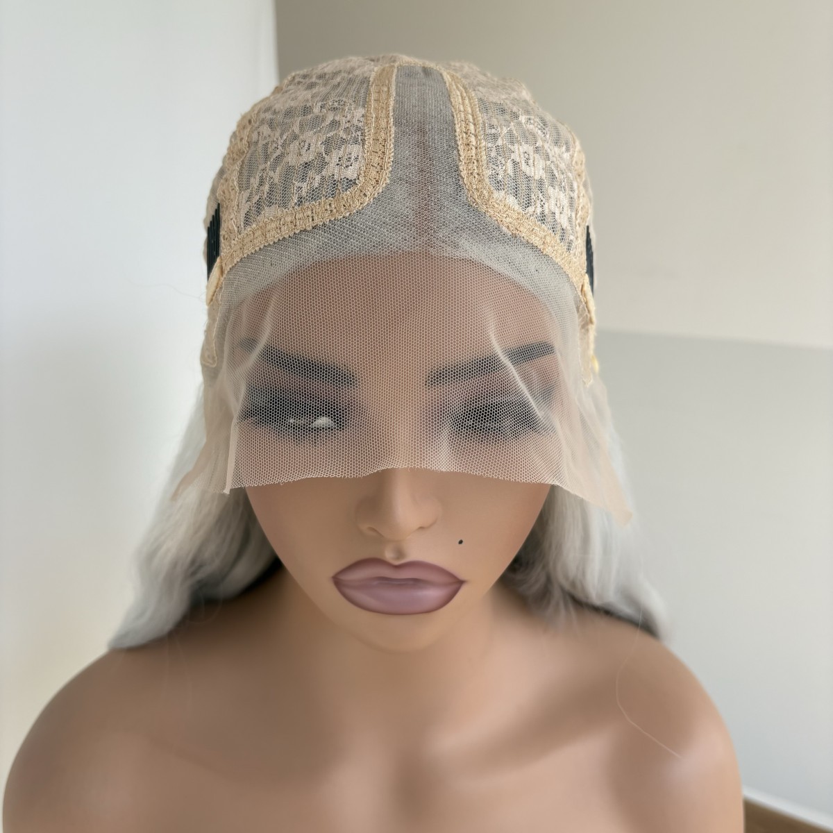 Heat Resistant Hair Long Wavy Silver gray Women T Lace Frontal Wigs Soft