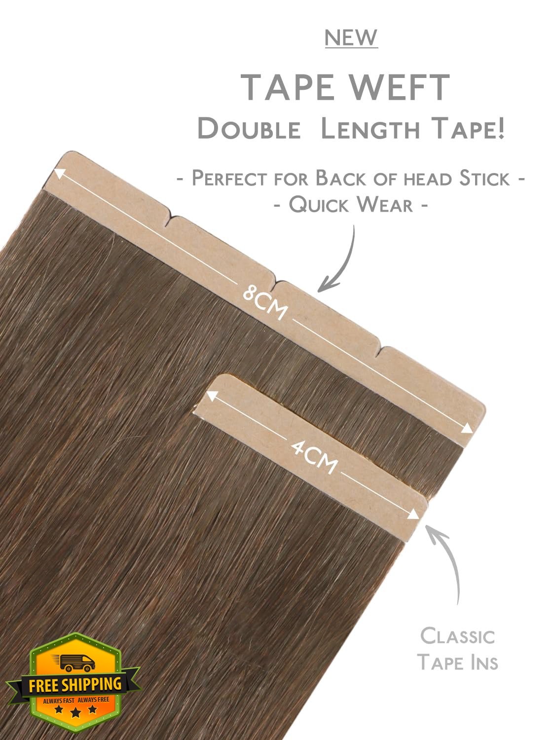 Wennalife Light Brown 8cm 22in tape hair