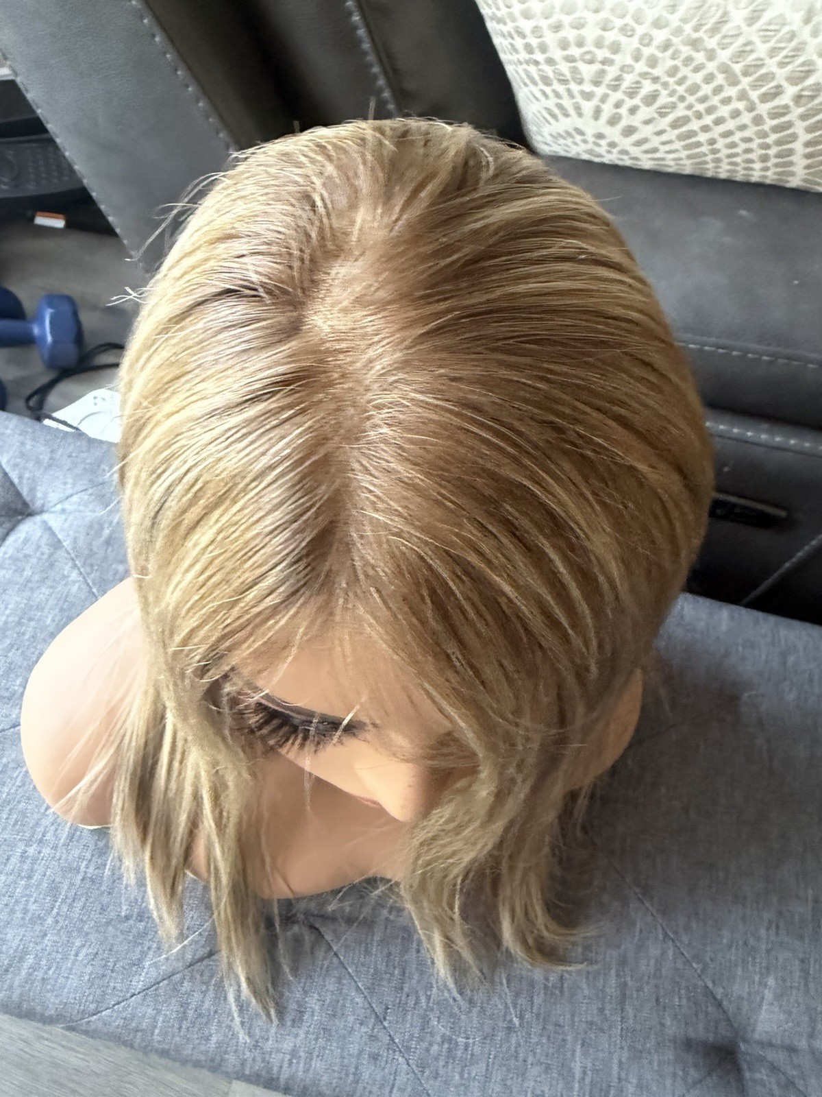 human hair lace Top European Hand tied Wig 18 Inches Size Small