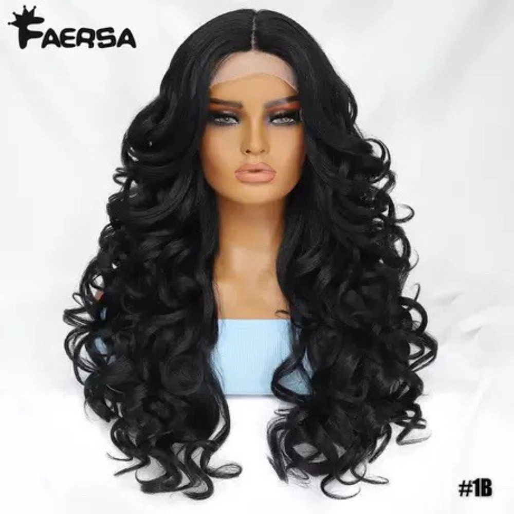 24 Inch Thick Long Curly Glueless Lace Full Head Wig For Women Synthetic Hair