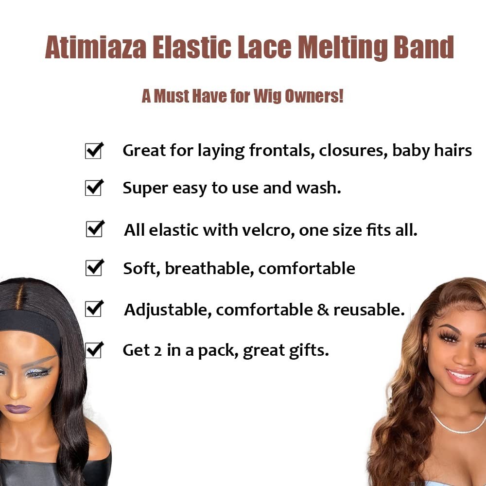 2 Pack Adjustable Elastic Wig Melting Bands for Seamless Lace Application