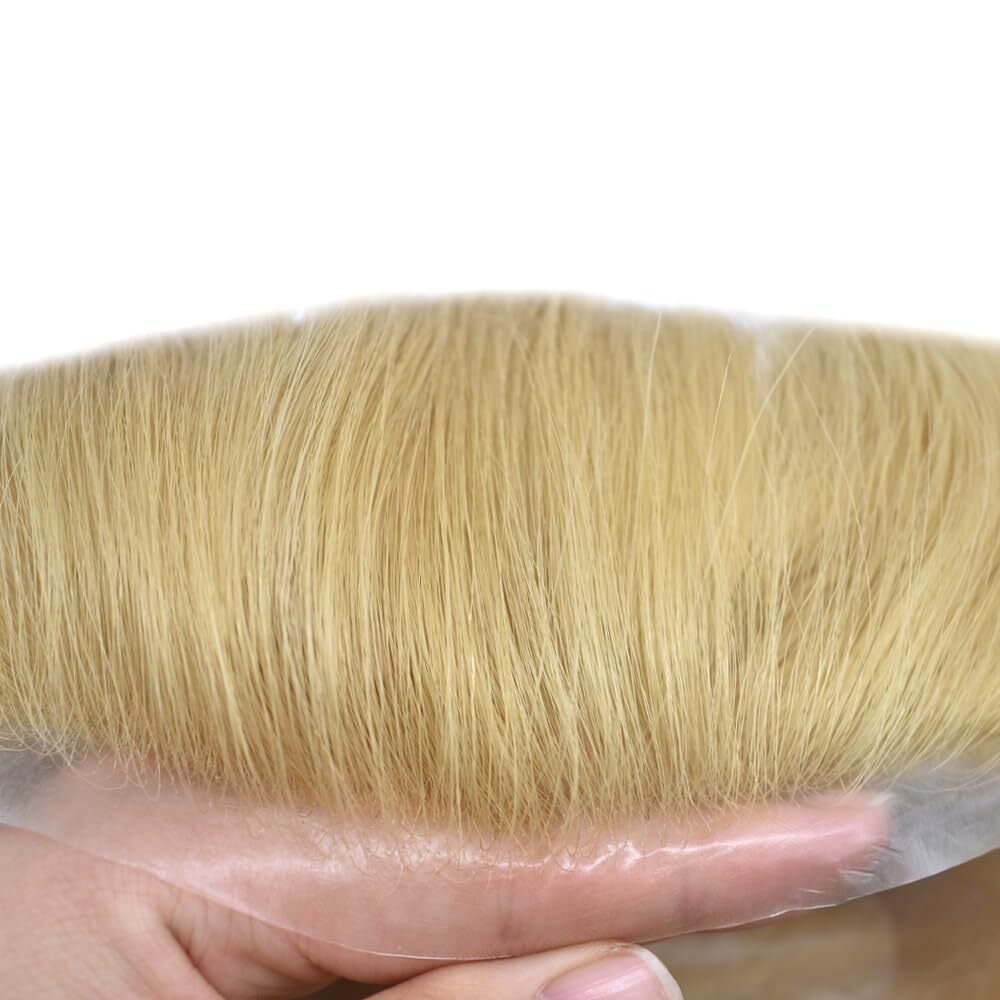 0.03mm Super Thin Skin V-loopMens Toupee Hair Replacement Hairpieces PU System