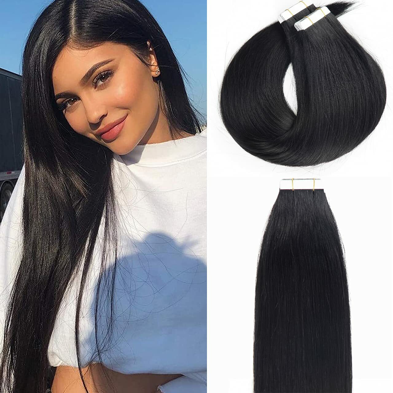 Tape in Human Hair Extensions Invisible Skin Weft Brazilian Remy Human Hair20-40