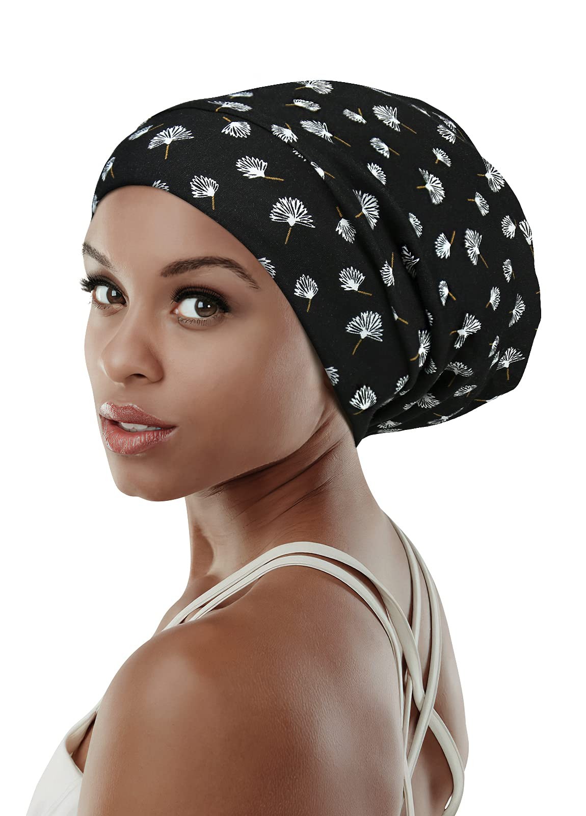 Satin Lined Sleep Cap for Long Hair Women Casual Slouchy Beanie Wig Headwear …